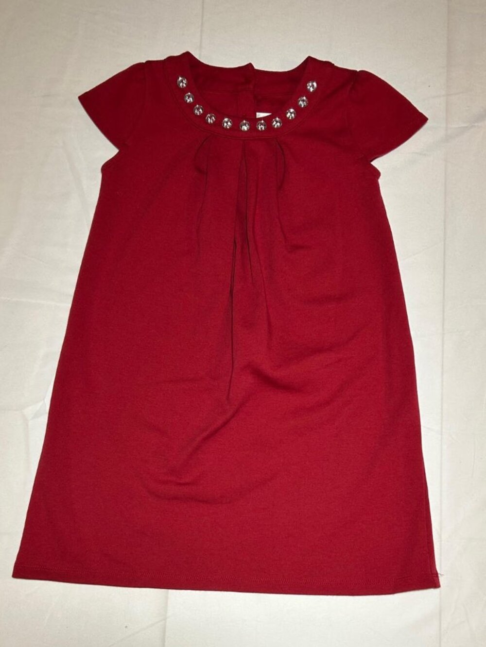 Gymboree Girls 6 Red with Clear Decorative Buttons Short Sleeve Dress Party